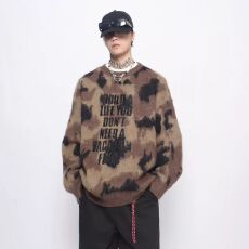 批发2026新款刺绣芝麻底貂毛春秋字母提花毛衣男女休闲打底长袖针织衫