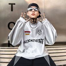 批发宽松型潮透气长袖小众嘻哈ins男女顺滑痞帅T恤青少年字母春<b class='q'>秋</b>日常