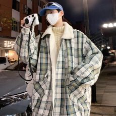 批发小香风格子外套男春秋<b class='q'>冬</b>2026新款宽松休闲高级感毛呢大衣潮