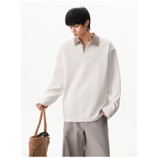 批发2026新款春秋高智感千鸟格拼接翻领长袖<b class='q'>男</b>女潮cleanfit松弛感<b class='q'>卫衣</b>