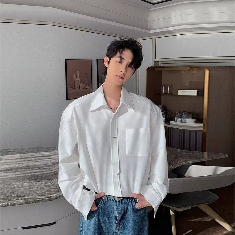 2026 새로운 긴팔 디자인 센스 작은 대중 셔츠 빛 요리 한 바람 남성 의류 맨위 봄 고급 빅 사이즈 재킷