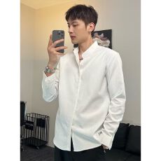 批发2026新款春<b class='q'>夏</b>季立领衬衫男潮牌炸街高级感修身长袖衬衣华夫格上衣