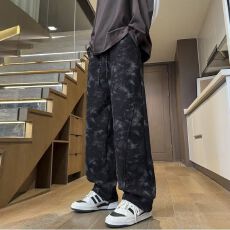 批发2026<b class='q'>美式</b>迷彩阔腿高腰复古工装春秋季拖地<b class='q'>休闲</b>裤新款显瘦直筒宽松