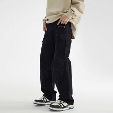 2026新款春夏多口袋工装裤男女宽松直筒机能风阔腿长裤