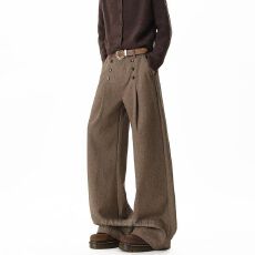 批发2026<b class='q'>春</b>季复古高级感直筒垂感西裤男潮牌宽松阔腿百搭休闲拖地长裤