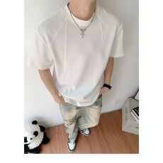 批发2026新款重磅纯棉<b class='q'>春</b>夏美式cleanfit小领口男潮牌短袖T恤