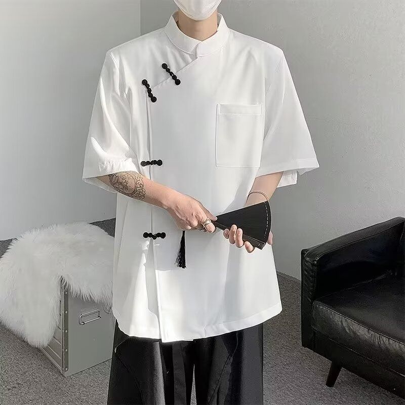 2026 새로운 국풍 셔츠 반팔 남자 다용도 여름 얇은 스타일 루즈핏 캐주얼 5 점 소매 셔츠 재킷 커플