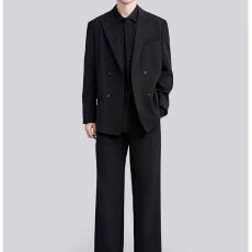 批发2026新款双排扣西装男士西服春休闲商务西装外套男装结婚礼服韩版