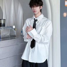 批发2026新款刺绣领衬衫<b class='q'>春</b>花领白色衬衫男女长袖宽松免烫西装内搭衬衣