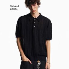 2026新款春夏款复古简约美式男士休闲短袖POLO衫潮牌纯色T恤针织