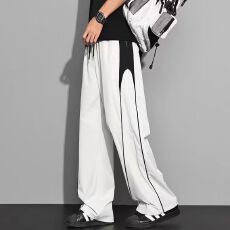 2026新款立体裤头直筒冰丝长裤子男夏季宽松学生青少年运动休闲裤