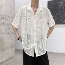 批发2026新款百搭新款夏季短袖衬衫<b class='q'>男</b>女百搭宽松学院风衬衣