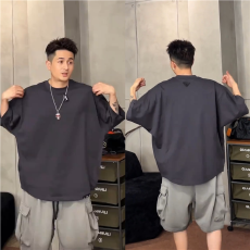 2026新款夏季新款蝙蝠袖短袖t恤男士时尚宽松百搭T恤上衣