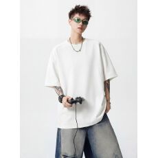 2026新款重磅解构拼接短袖男女夏季美式宽松落肩袖T恤