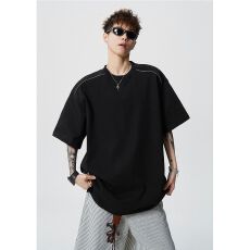 2026新款重磅拉链设计短袖T恤男夏季宽松半袖体恤