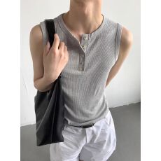 批发2026新款夏季内搭针织高弹力背心男冰感透气亨利领修身无袖T恤