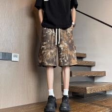 2026新款蛇纹迷彩牛仔工装短裤男女夏季休闲裤情侣五分裤