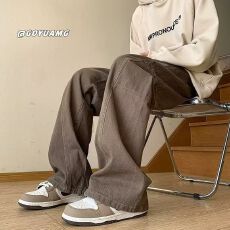 2026工装牛仔裤男女美式复古高街阔腿裤春秋大码宽松直筒裤子情侣
