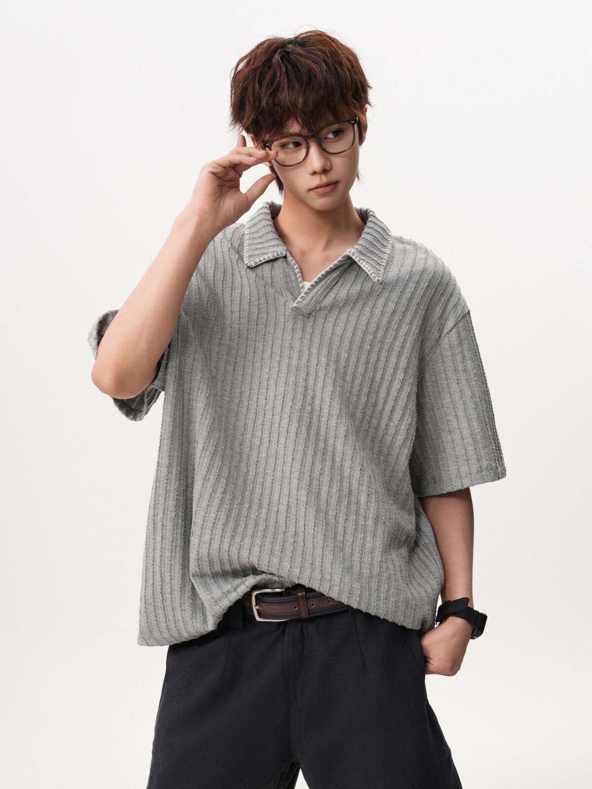 2026 새로운 오래된 돈 바람 레트로 폴로 칼라 POLO 셔츠 여름 높음 거리 손 바느질 반팔 조수 브랜드 니트 스웨터
