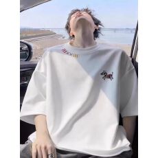 2026新款刺绣美式常青小马纯棉短袖T恤男青少年初中高中学生上衣