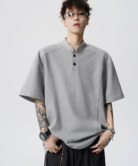 2026 새로운 무거운 헨리 칼라 POLO 셔츠 남녀 여름 조수 브랜드 캐주얼 반소매 티셔츠