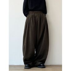 批发日系复古纹理感休闲垂感西裤男女中性bf风直筒宽松百搭廓形弯刀裤