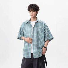 批发2026韩系格子磨毛<b class='q'>衬衫</b>遮肉慵懒风宽松百搭<b class='q'>衬衣</b><b class='q'>男</b>情侣韩版上衣外套
