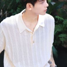 批发2026肌理感美式休闲Polo衫男镂空针织衫短袖T恤宽松翻领纯色夏季
