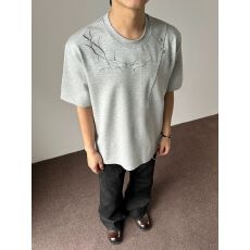 批发2026新款夏季<b class='q'>潮</b>牌荆棘刺绣解构拼接短袖T恤男女高街宽松上衣