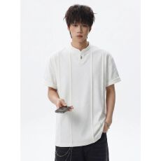 批发2026新款<b class='q'>潮</b>牌解构拼接T恤男女夏季高街亨利领运动休闲短袖上衣