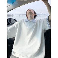 2026新款格子拼接POLO衫短袖男夏季翻领宽松半袖T恤上衣服