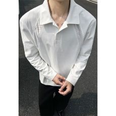 批发2026秋美式复古大码翻领长袖<b class='q'>POLO</b><b class='q'>衫</b><b class='q'>男</b>女休闲宽松透气百搭T恤上衣