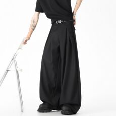 批发2026立体褶皱cleanfit直筒垂感<b class='q'>西裤</b><b class='q'>男士</b>夏季宽松休闲裤子阔腿长裤