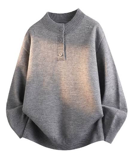 2026 새로운 헨리 칼라 오래된 돈 바람 스웨터 남자 겨울 새로운 루즈핏 느긋한 cleanfit 보온 니트 스웨터