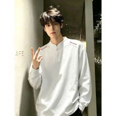 批发2026新款韩系设计感半高领长袖T恤男卫衣秋<b class='q'>休闲</b>亨利领打底衫上衣