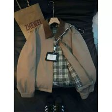 美式巴恩风工装外套男秋短款vintage复古翻领棒球服底特律夹克
