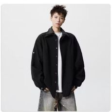 批发2026新款冰丝垂感黑色<b class='q'>衬衫</b>男长袖秋季潮痞帅dk男士外套休闲白<b class='q'>衬衣</b>