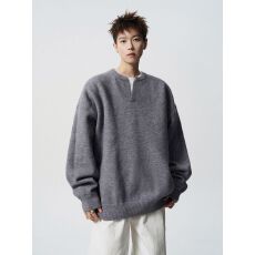 2026新款韩版小V领针织衫男女高街慵懒风情侣毛衣复古潮牌线衣