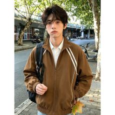 2026条纹撞色立领外套男cleanfit正肩棒球服美拉德美式飞行夹克