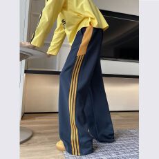 批发2026美式设计感三条杠卫裤<b class='q'>男</b>春潮宽松垂感直筒裤撞色休闲运动裤