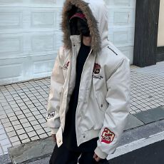 批发美式hiphop飞行<b class='q'>夹克</b>座山雕刺绣棒球服加厚拆卸连帽情侣冬季外套潮