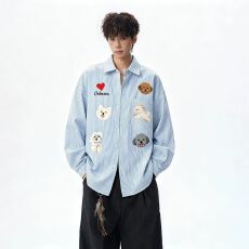 2026新款美式港风条纹衬衫男款春秋季高级感长袖衬衫痞帅休闲外套