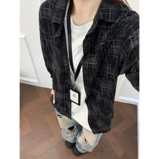 2026美式复古格子衬衫男春秋新款潮流复古休闲长袖衬衣外套情侣