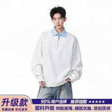 2026竖纹肌理感男士时尚韩系针织衫秋冬季撞色半拉链翻领POLO衫