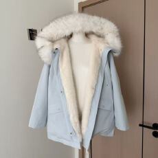 批发CallmeEar//冬季恋歌中长款毛毛保暖冲锋衣派克服外套女冬季