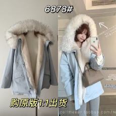 批发CallmeEar//冬季恋歌中长款毛毛保暖冲锋衣派克服外套女冬季