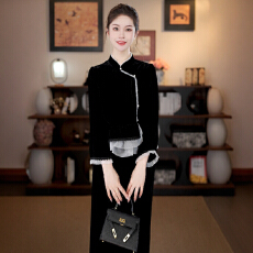 批发官图 新中式国风假两件衬衫<b class='q'>女装</b>春秋新款气质显瘦打底衫上衣外套