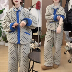 批发官图 2025秋冬新款设计夹棉加绒加厚保暖女士睡衣家居<b class='q'>服</b>套装外穿