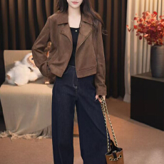 批发官图 复古港风小个子保暖短外套2025秋冬新款修身西装领夹克上衣