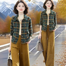 批发官图 时尚套<b class='q'>装</b>秋冬<b class='q'>韩版</b>新款加绒加厚外套搭阔腿<b class='q'>裤</b><b class='q'>洋气</b>保暖两件套